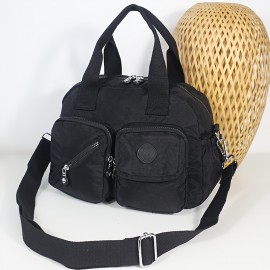 BO Women'S Multi-Pocket Nylon Crossbody Bag - Large Capacity Detachable Shoulder Strap, Multiple Zipper Pockets, Casual Style for Travel & Commuting, Available in Khaki