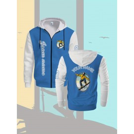 Men's Plus-Size Custom Full-Zip Sweatshirt - Personalized Logo & Text Printing, Size Hoodie for Branding/Gym/Outdoor Wear, Machine Washable Casual Sportswear (Regular Fit) - Orders Welcome Suitable for Gym,, Daily Wear, PLUS SIZE